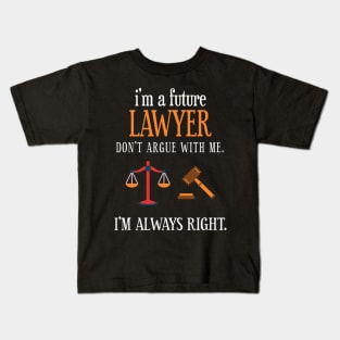 Funny Lawyer Future Law School Student Attorney Esq Kids T-Shirt